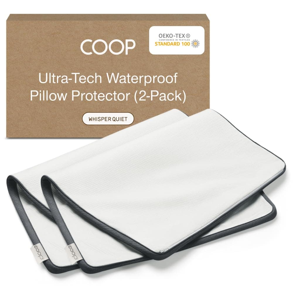Ultra-Tech Pillow Protector for Memory Foam Pillows, Waterproof, Pack of 2 Queen Size Pillow Covers, Oeko-Tex Certified, Breathable, Zippered Covers, Machine Washable