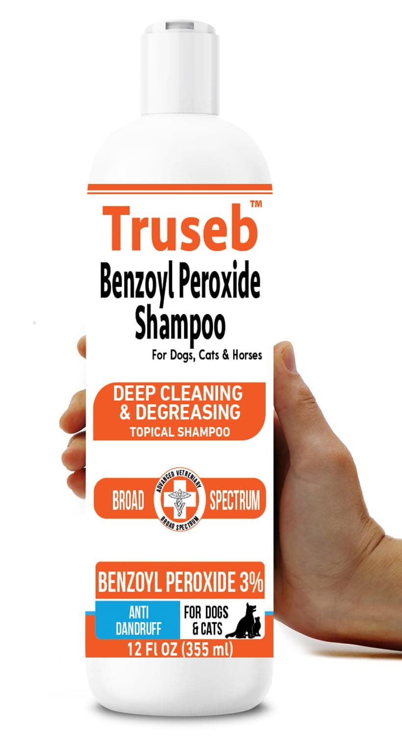 All Natural Benzoyl Peroxide 3% Shampoo Itchy Skin Relief for Dogs, Cats & Horses - Citrus Scent - 12 oz