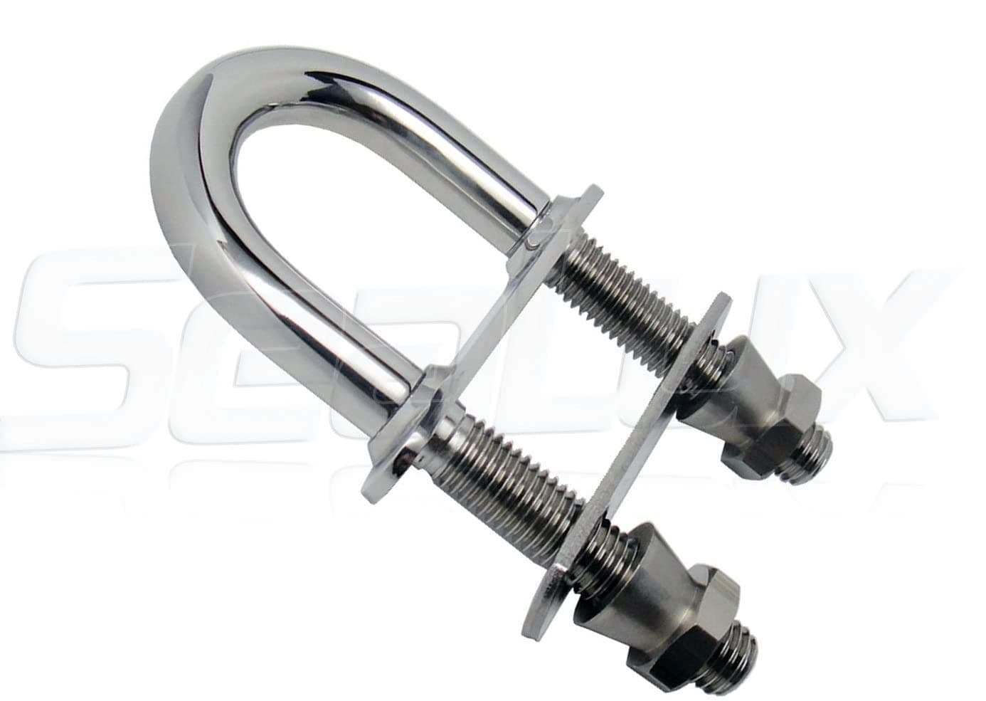 SeaLux Marine AISI 316 Stainless Steel Heavy Duty Class III Bow Eye with Taper Safety Lock Nut 1/2" (M12) Stock (4-3/4") Length, 6000 lbs Capacity