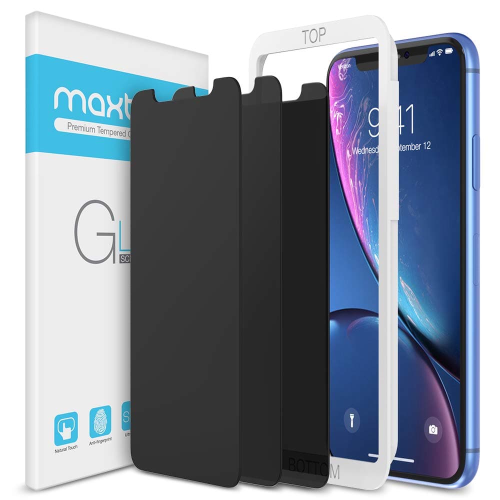 Maxboost 3 Pack Privacy Screen Protector Compatible with iPhone XR and iPhone 11 (6.1") Tempered Glass Screen Protector [0.33mm] Advance Protection/Work with Most Case - 3 Pack