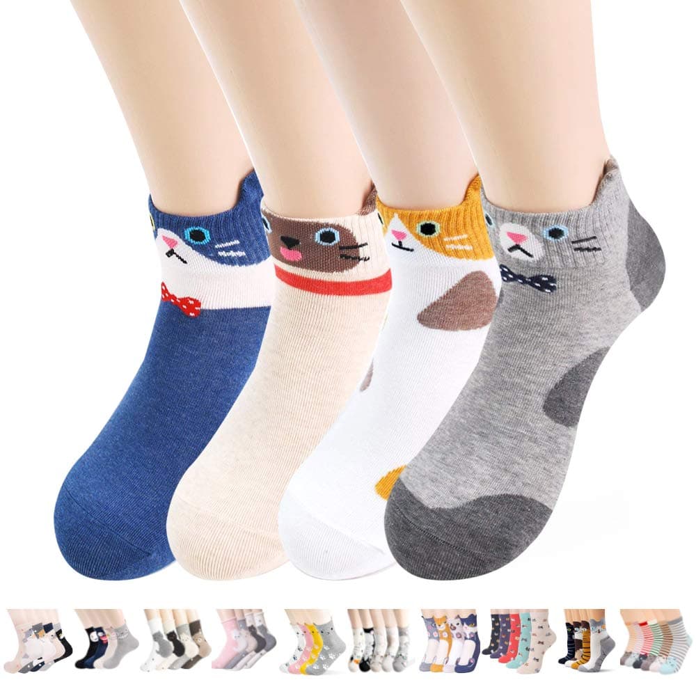 K-Musculo Womens Casual Socks - Cute Crazy Lovely Animal Cats Dogs Pattern Good for Gift One Size Fits All (Cats)