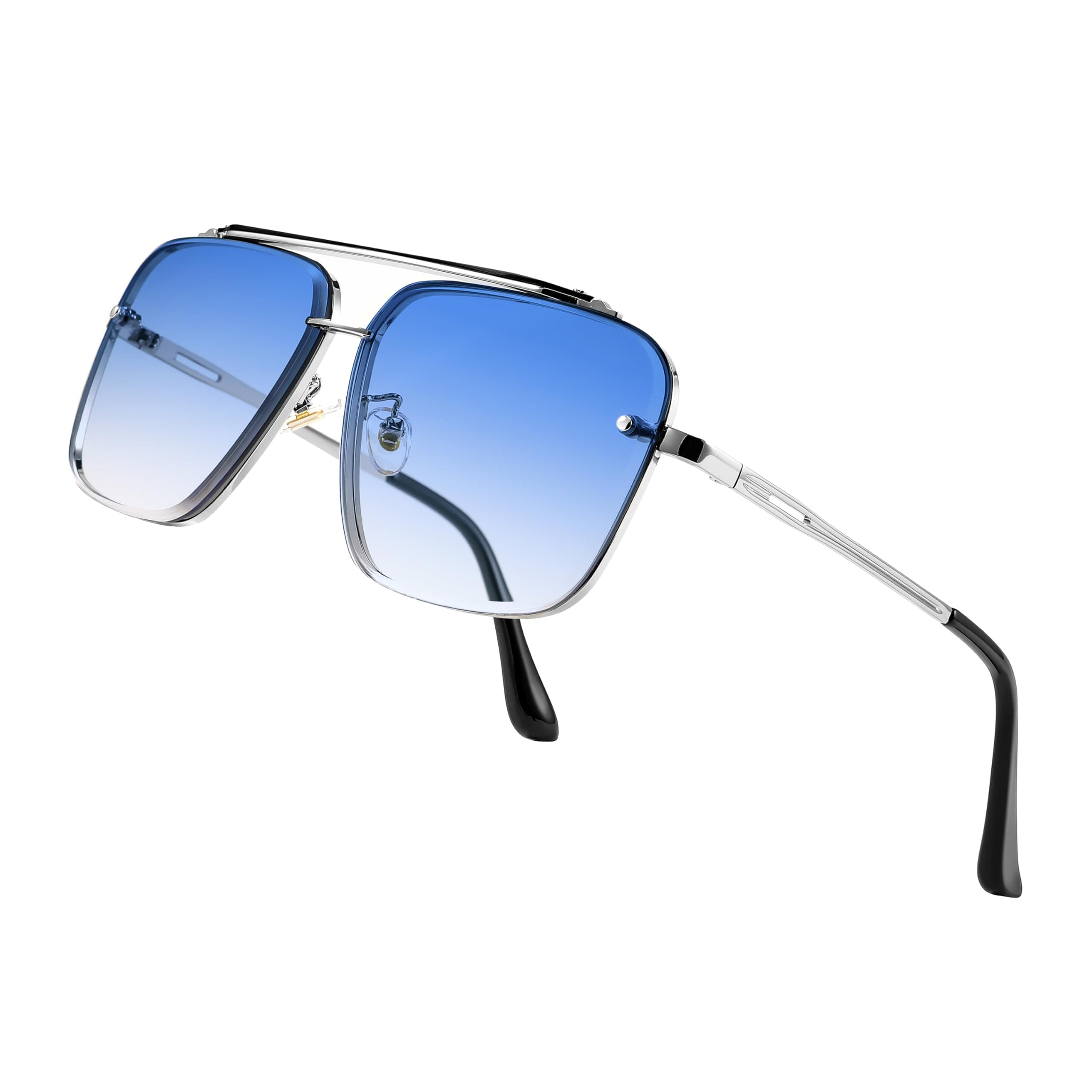 Sunglasses, Fashion Square Pilot Sunglasses, Vintage Metal Gradient Glasses for Men and Women, B4104