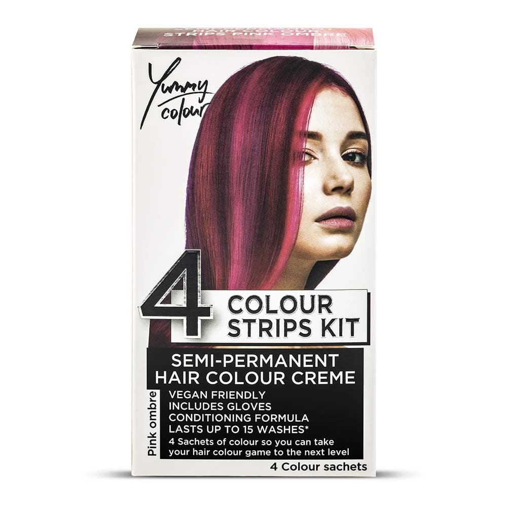 Yummy Colour 4 Shade Semi-Permanent Hair Dye Strips Kit - Pink Ombre