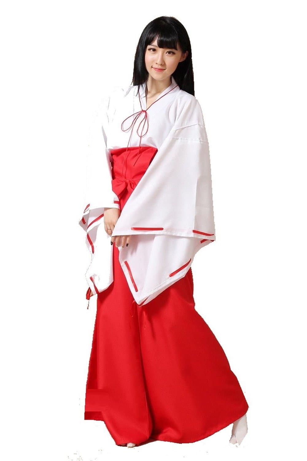 Innocent! Miko clothes full set woman size l hair with rubber band shaman hakama costume Cosplay Inuyasha Kikyo costume party goods party goods year-end party New Year's party