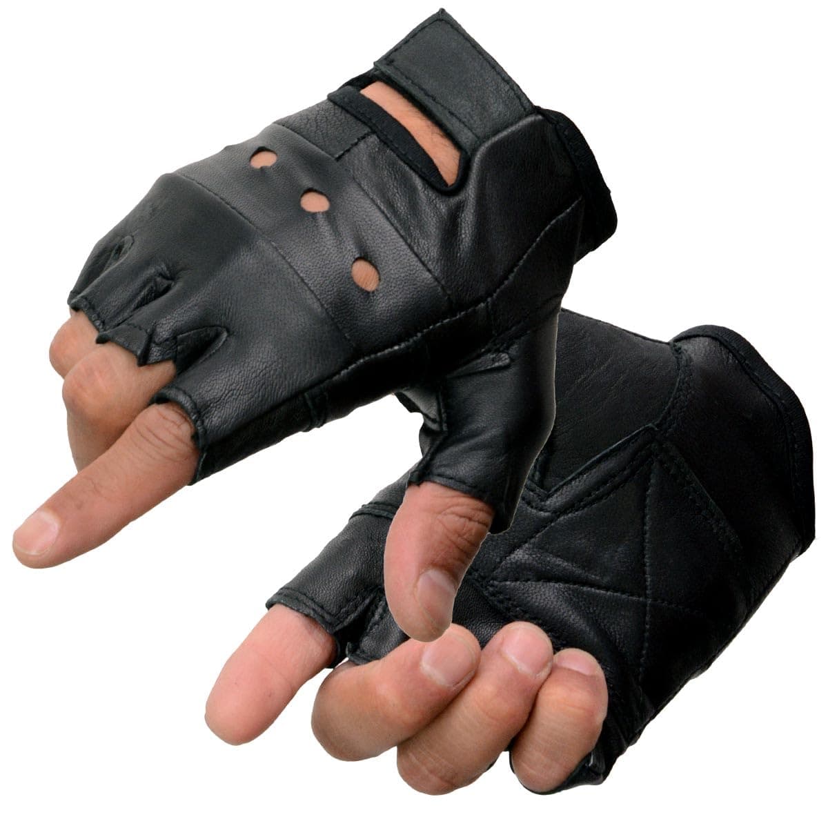 Shaf International Men's Leather Fingerless Gloves (Black, X-Small)