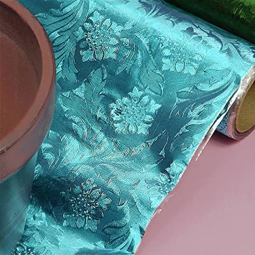 Premium Floral Foil Wrapping Paper - 20 Inches by 10 Yards (Sky Blue)