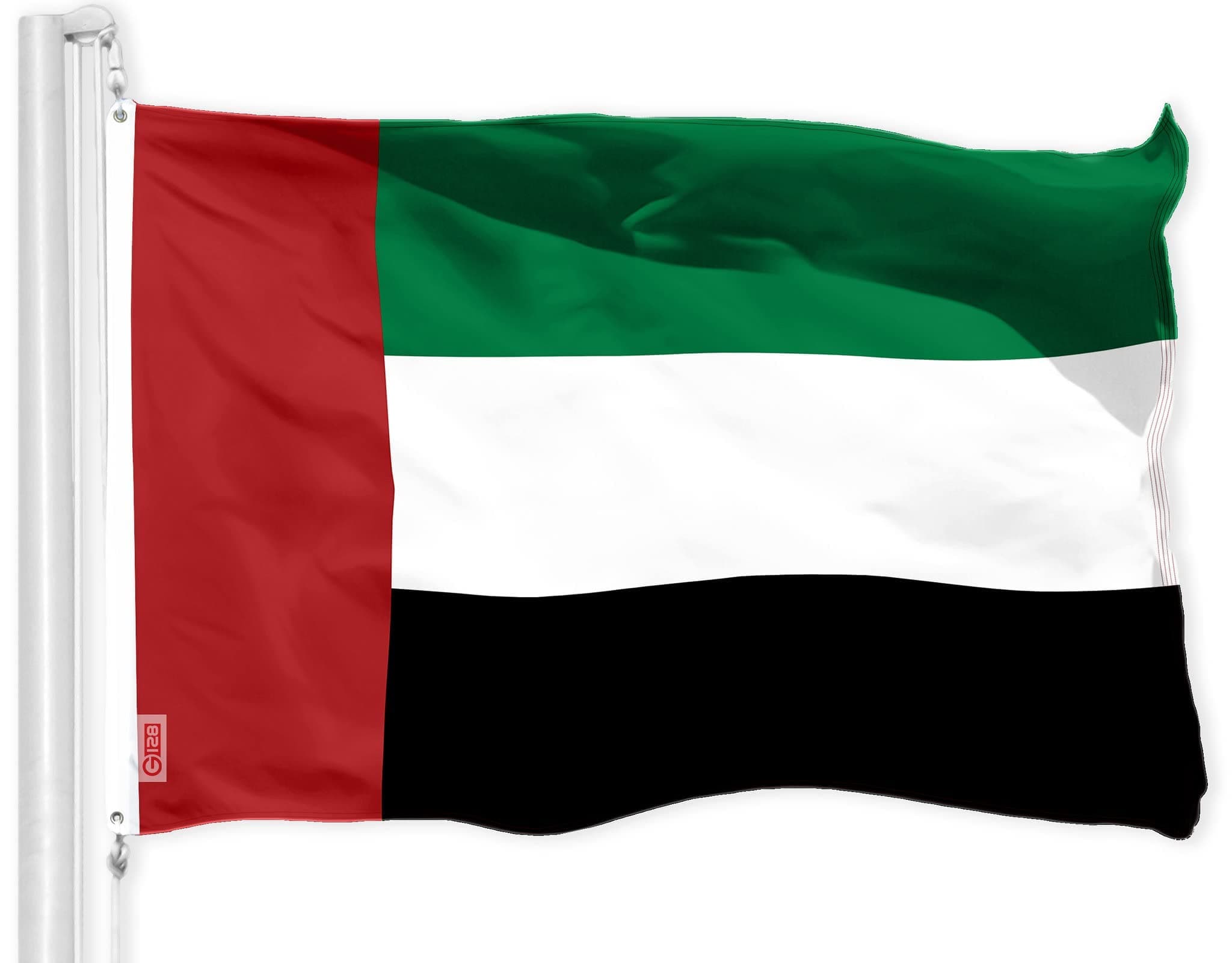 United Arab Emirates Emirati Flag 5x8 feet, 160x240CM Printed 150D - Indoor/Outdoor, Vibrant Colors, Brass Grommets, Quality Polyester, Much Thicker More Durable Than 100D 75D Polyester UAE Flags