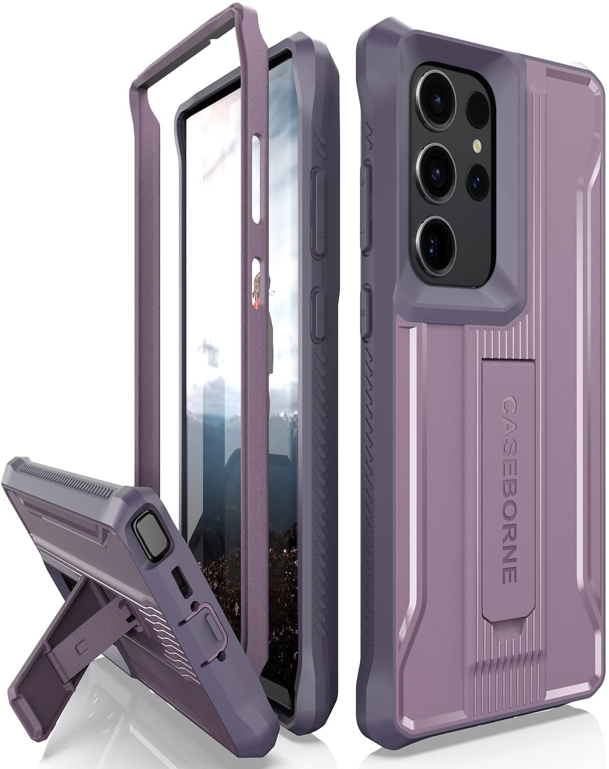 V Designed for Samsung Galaxy S23 Ultra 5G Case (Formerly ArmadilloTek), [Ultimate Protection Tech] Full-Body Multi-Layer Rugged Kickstand Protective Case Screenless- Purple