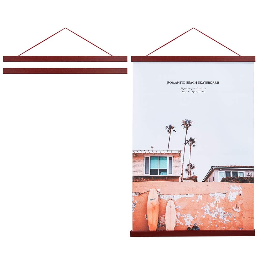 Artmag Magnetic Poster Hanger Frame, Light Wood Wooden Magnet Canvas Artwork Print Poster Hangers for 14x17 14x20 14x22 Frames Hanging Kit (Mahogany, 14")