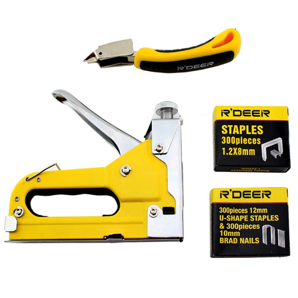 Staple Gun Kit with Staples Nail Remover Stapler Nail Portable 3 in 1 Kit for Furnishing, Crafts, Wood Working