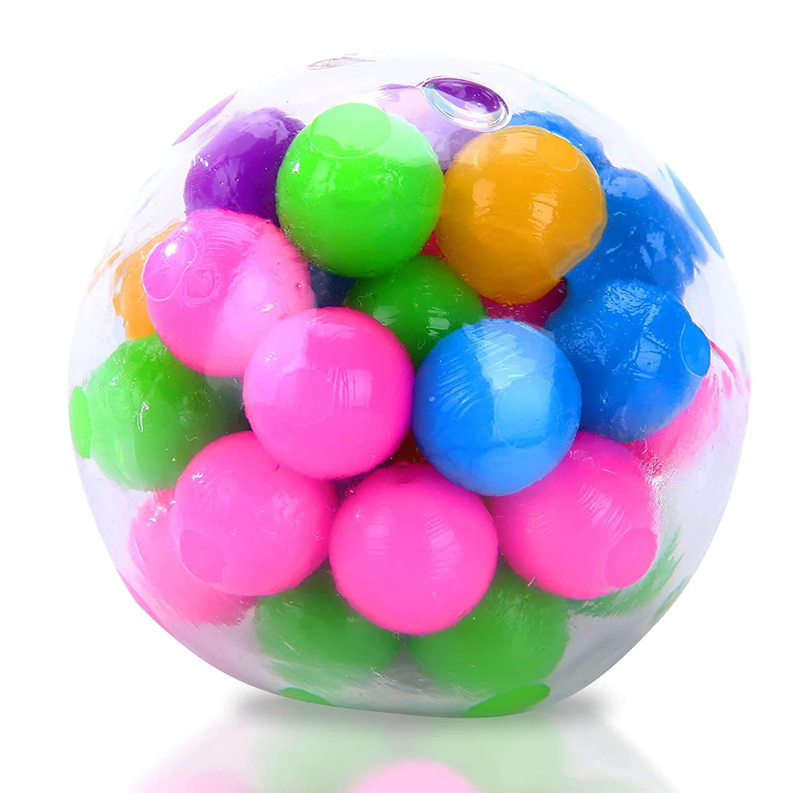 XCVXCV Rainbow Stress Ball, Sensory Stress Reliever Toy Anxiety Reliever Ball for Stress Relief Water Bead Colorful Funny Fidget Toys Squeeze Ball for Kids and Adults,Random Color
