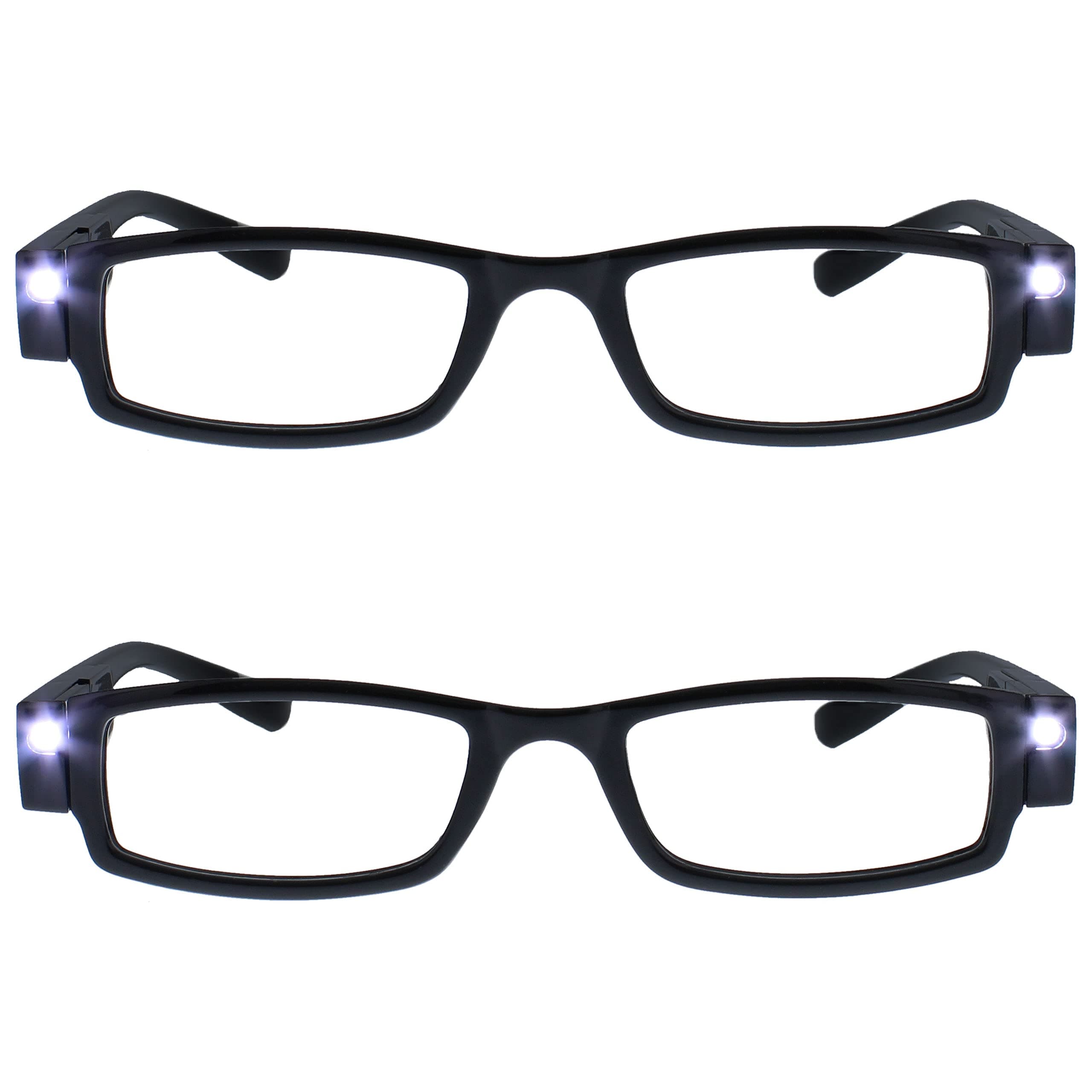 The Reading Glasses Company 2 Pack Illuminated LED Night Time Light Readers Mens Womens Black LL1-1 +1.50