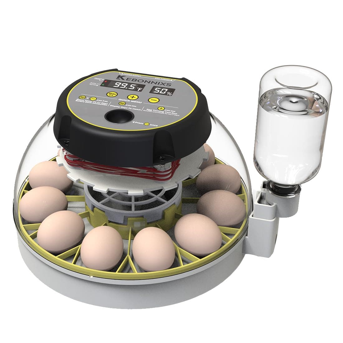 KEBONNIXS 12 Egg Incubators with Humidity Display, Egg Candlestick, Automatic Chicken Hatching Blade