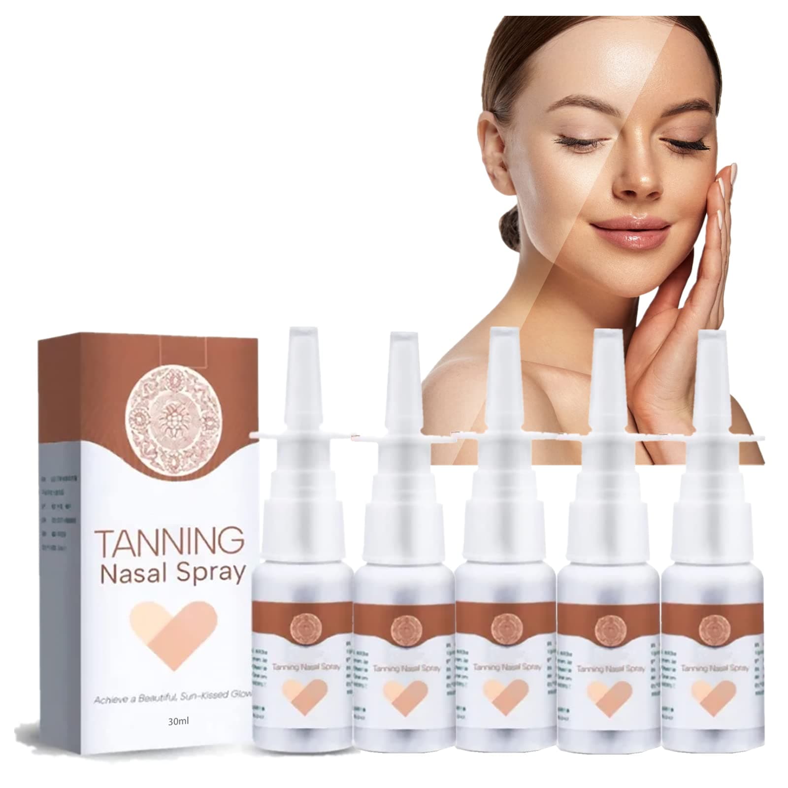 BronzeMist Tanning N_𝐚s𝐚l Spray - Tanning N_𝐚s𝐚l Spray, Tanning Sunless Spray, Deep Tanning Dry Spray, Self-Tanning Facial Mist, Tanning Accelerator Achieve a Natural Tan Skin (5pc)