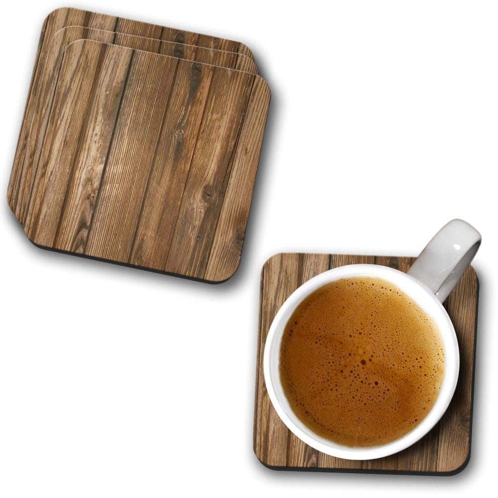 YuBingo Wood Finish Designer Printed Coasters (MDF Wooden, Set of 6, 9.5x9.5 Cm, Square)
