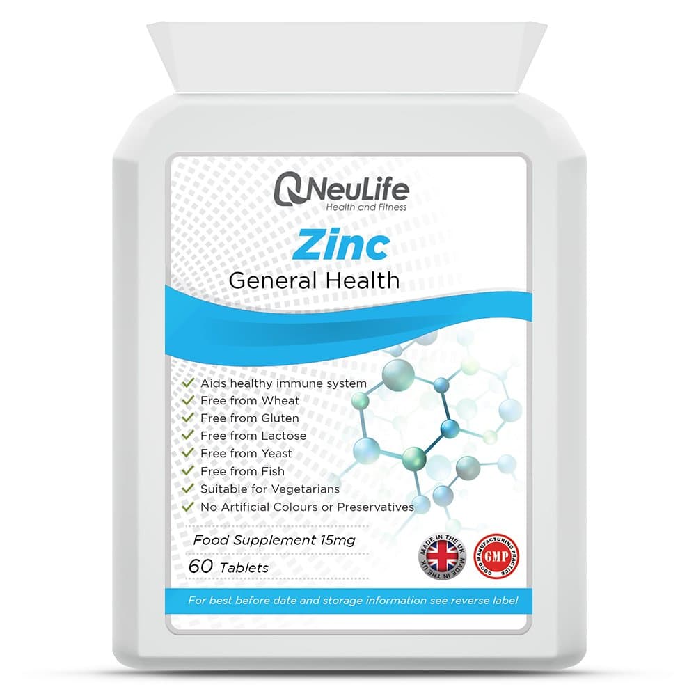 Zinc Citrate 15mg Tablets x 60 | 150% NRV/RDA | Support of Immune System, Skin Health, Hair & Nails & Fertility | Suitable for Vegetarian & Vegan | Neulife Health and Fitness Supplements