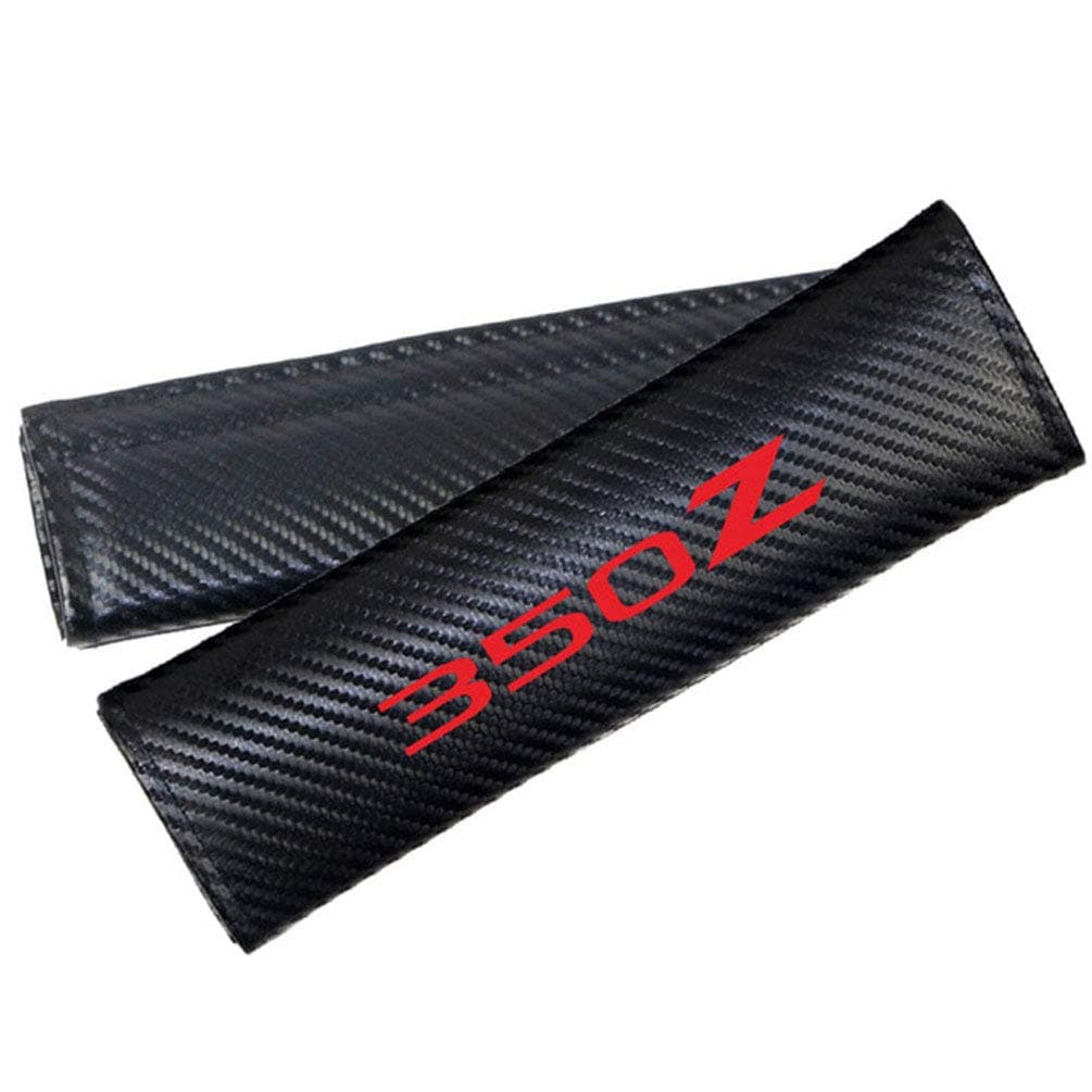 YOVEIL 1 Pair Car Seat Belt Covers For Nissan 350Z Universal Adults Black Carbon Fiber Leather Shoulder Pads,Compatible With For Nissan 350Z All Cars,For A More Comfortable Driving