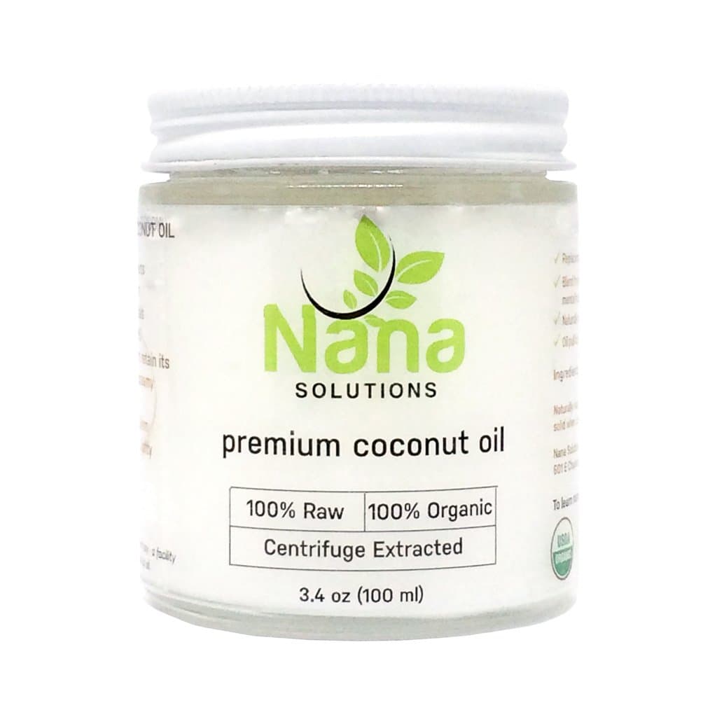 Centrifuge Extracted Premium 100% Organic Raw | Extra Virgin Coconut Oil by Nana Solutions | For Cooking, Skin Care, Hair Care, & Oral Hygiene | Travel Size 3.4 oz