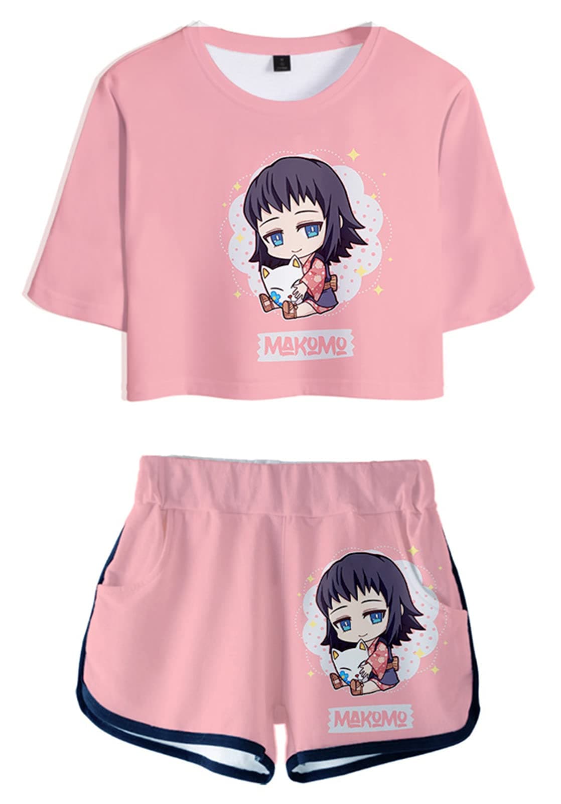 Manga Cute Crop Top Two Piece Athletic Shorts Anime Shorts Set