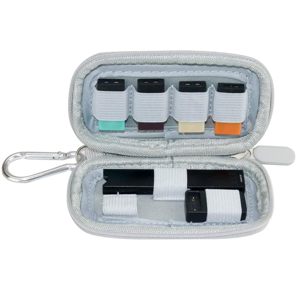 Brappo Carrying Case Compatible for JUUL, Pu Leather Storage Bag with Pods Holder (Device Not Included) (Silver)