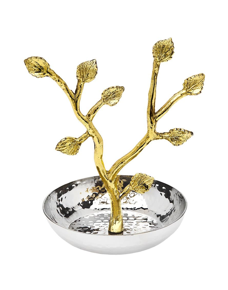 Godinger Silver Art Leaf Ring Older Gold Border