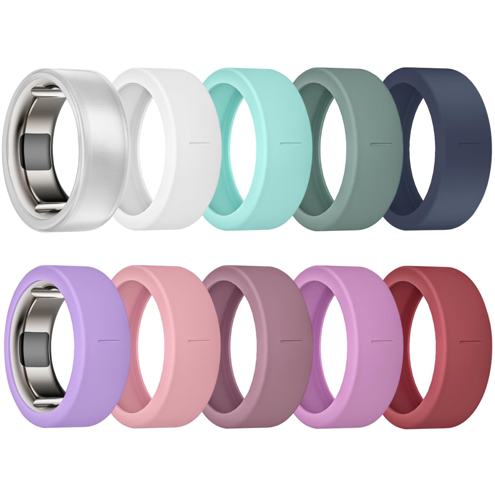 10 Pack Ring Cover Compatible with Oura Ring Gen 4/Ceramic, Oura Ring Gen 3, Anti-Scratch Elastic Silicone Oura Ring Protector Case for Men Women Working Out Gym (10Collors-1, S (6/7/8/9/10))