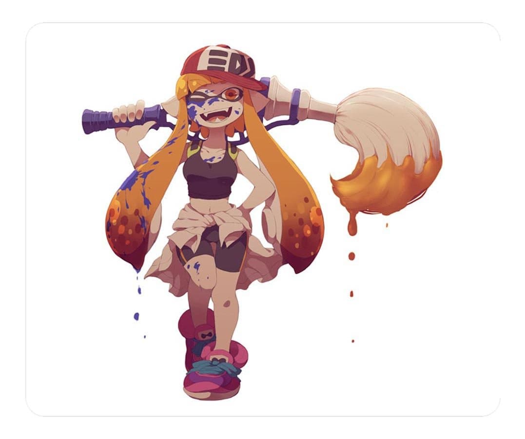 Creative Design Mouse Pad Rectangle Mouse Pad Gaming Mousepad Inkling Girl Inkbrush Splatoon Rectangle Non-Slip Mousepad Water Resistent Oblong Gaming Mouse Pads