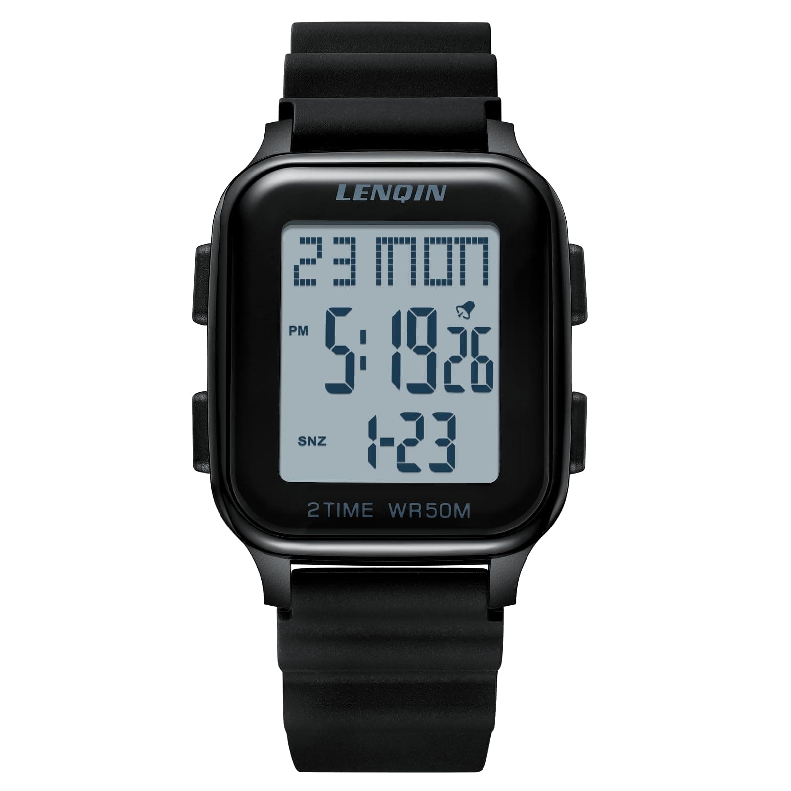 LN LENQIN Mens Watches Digital Watches for Men 50M Waterproof Sports Watches Stopwatch Mens Wrist Watches with LED Backlight/Timer/Alarm/Date, Black, Modern