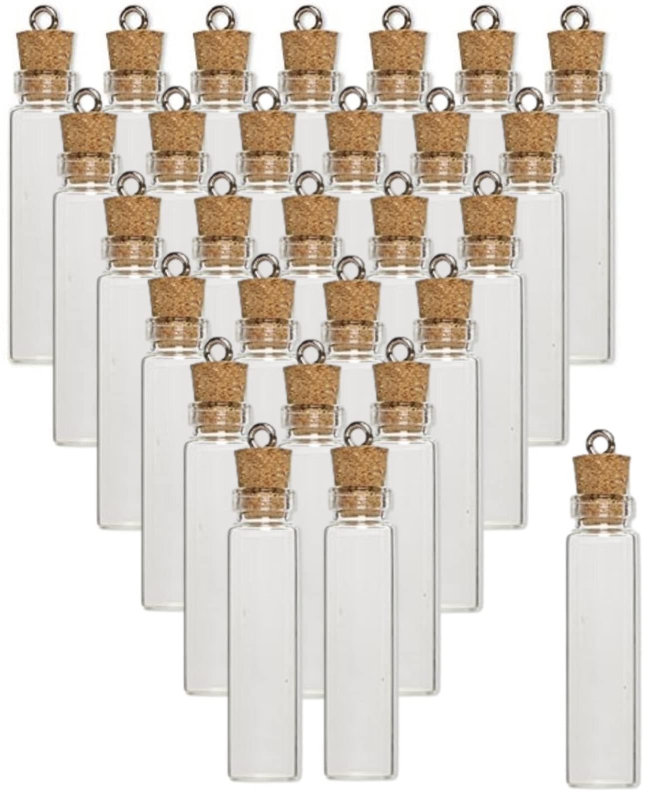 50 Mini Glass Bottles 1-3/4 inch (45x11mm) Message Treasure Charm Pendant Kit Makes 50 Bottle Pendants