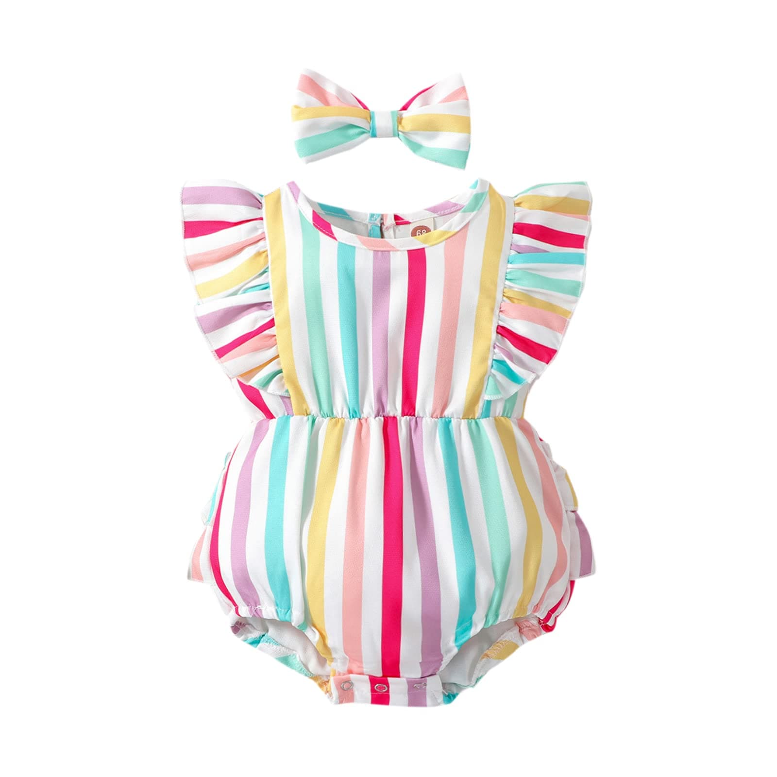 Urcrot Baby Romper Girls, Baby Girl Fall Outfits - One-piece Onesies with Headband for Infant Toddler Kids