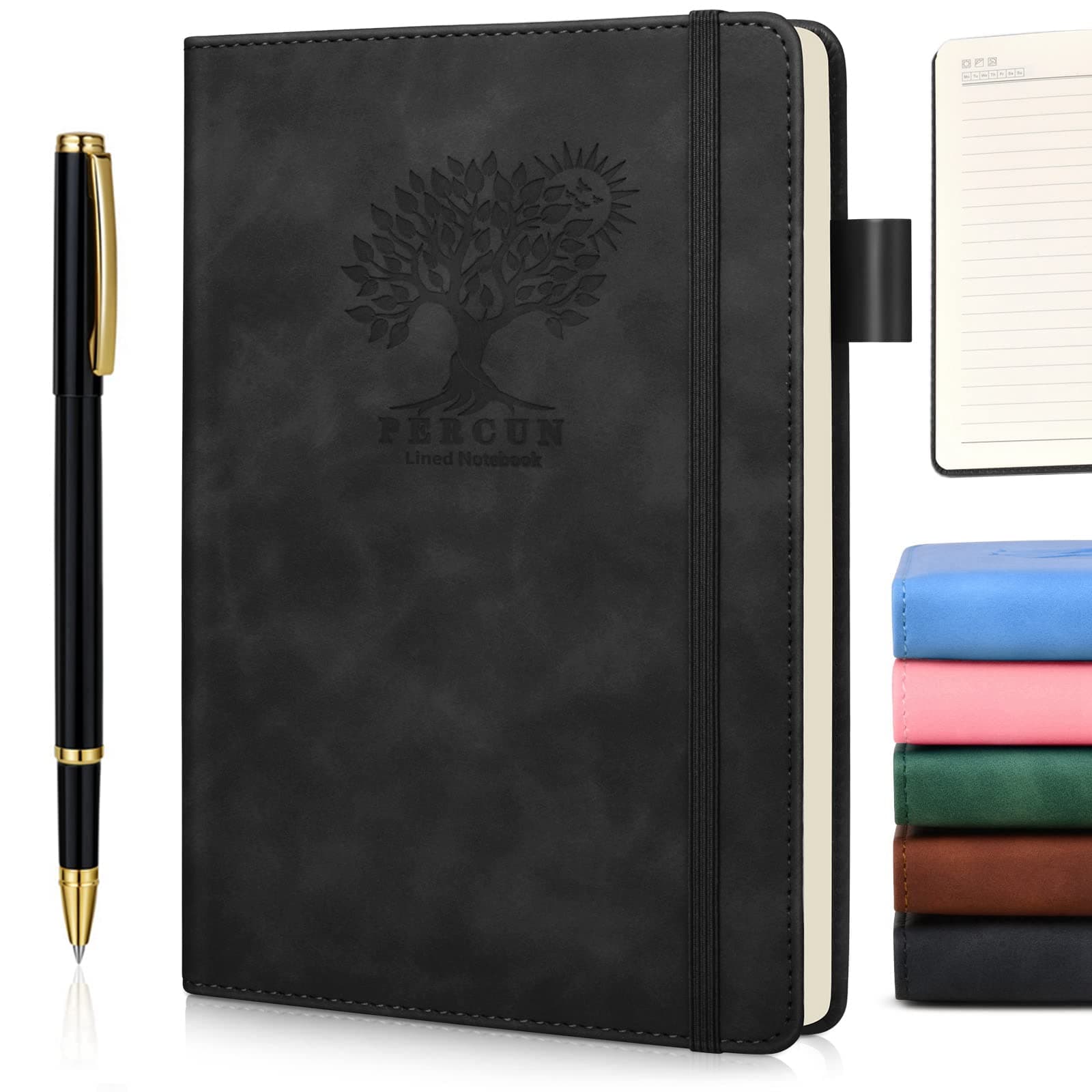 Lined Journal Notebook for Women Men, 200 Page 100 Gsm Thick Ruled Paper Leather Journals for Writing, A5 Journaling Notebooks for Work, Note taking, School, Business, Daily Diary (5.9" x 8.5")