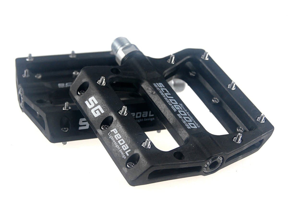 SCUDGOOD Mountain Bike Pedals Light Weight Road Riding Bicycle Pedals for AM/FR/DH/DJ/BMX,1 Pair (Black)