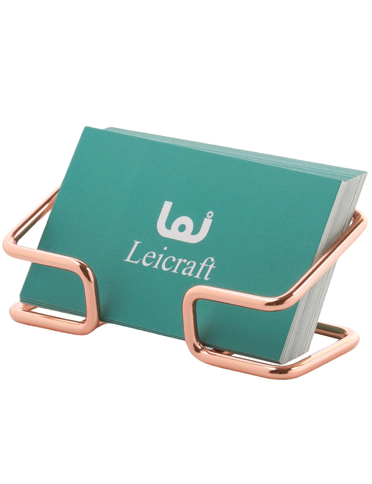Business Card Holder for Desk, Cute Metal Card Organizers and Office Desk Accessories for Men and Women (Rose gold)