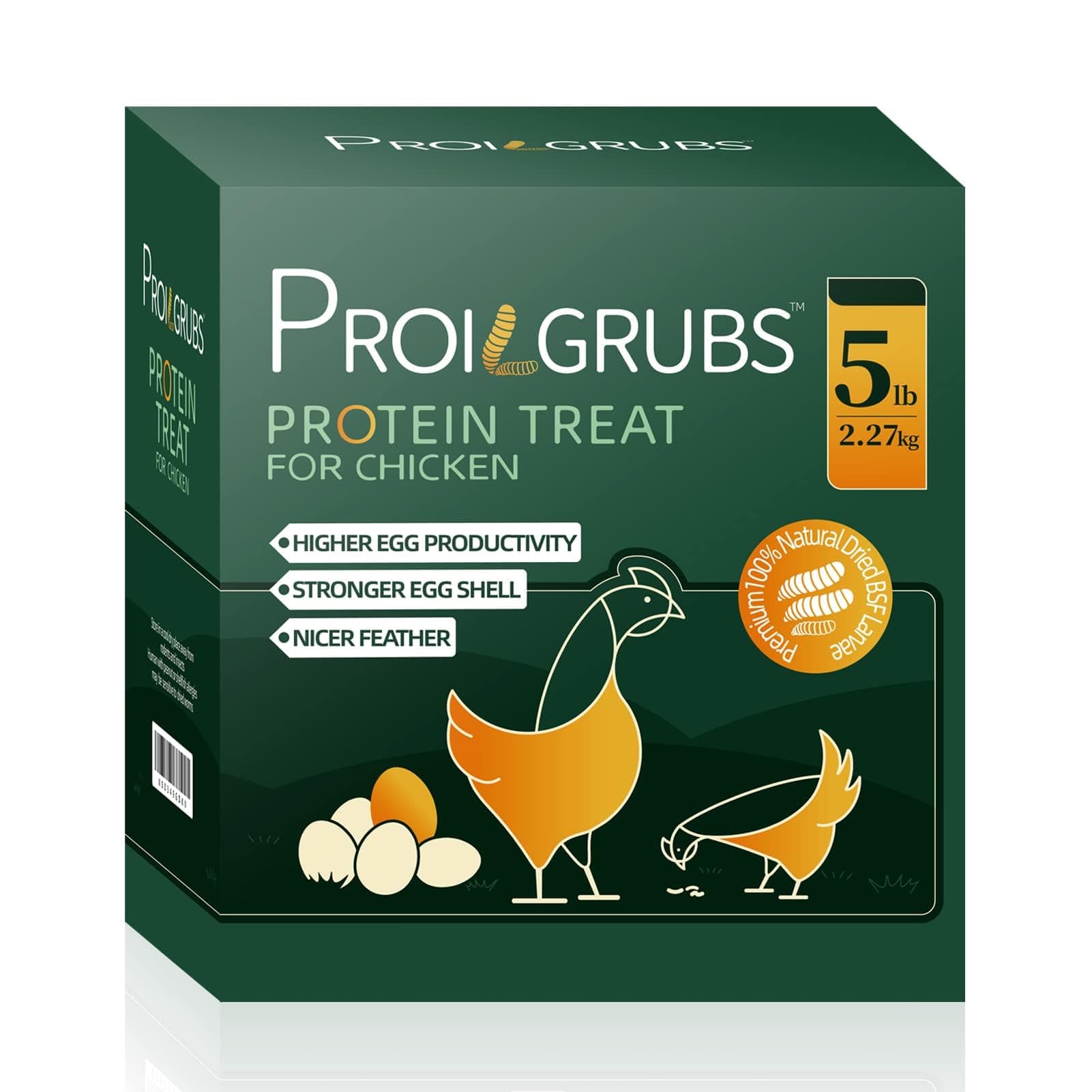 PROILGRUBS 5 LBS All Natural Dried Black Soldier Fly Larvae Treats- Non-GMO-Dried Grubs for Chickens - High Protein Meal Worms for Chickens, Hens, Birds