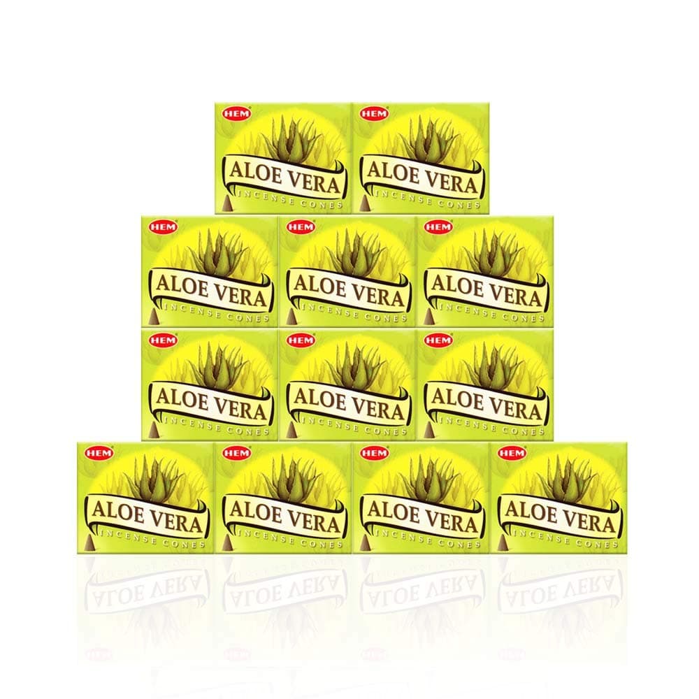 Aloe Vera - Case of 12 Boxes, 10 Cones Each - HEM Incense From India