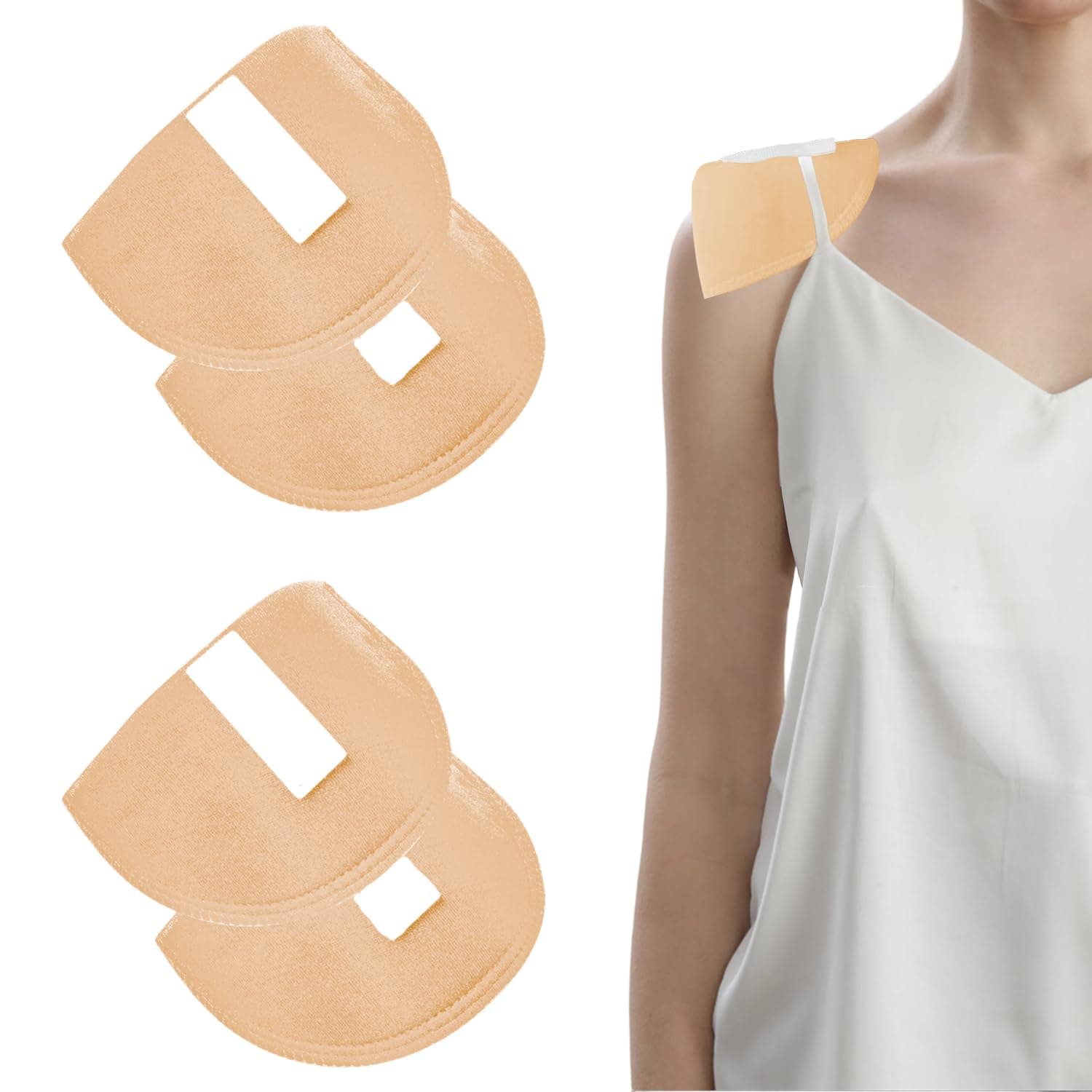 Set-in Shoulder Pads,2 Pairs No-Sewing Anti-Slip Breathable Detachable Reusable Soft Sponge Pads Shoulder Enhancer Sewing Supplies for Blazer Clothes 1.5cm Thickening Beige