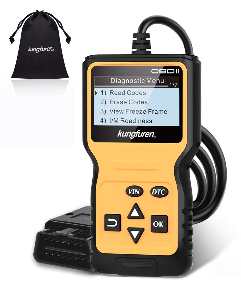 OBD2 Scanner Diagnostic Tool, kungfuren Car Code Reader Auto Diagnostic with LCD Display Screen, Engine Fault Code Scanner for All OBDII Cars After 1996