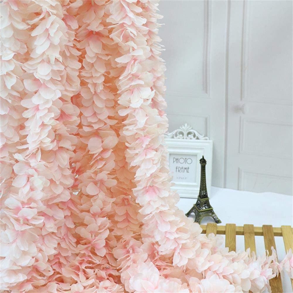 Homcomodar Decorative Artificial Flower Hanging Vine Fake Silk Hydrangea Flower Garland Pack of 4 Plastic Flowers for Wedding Party Home Hotel Office Garden Craft Art Decoration(Champagne)