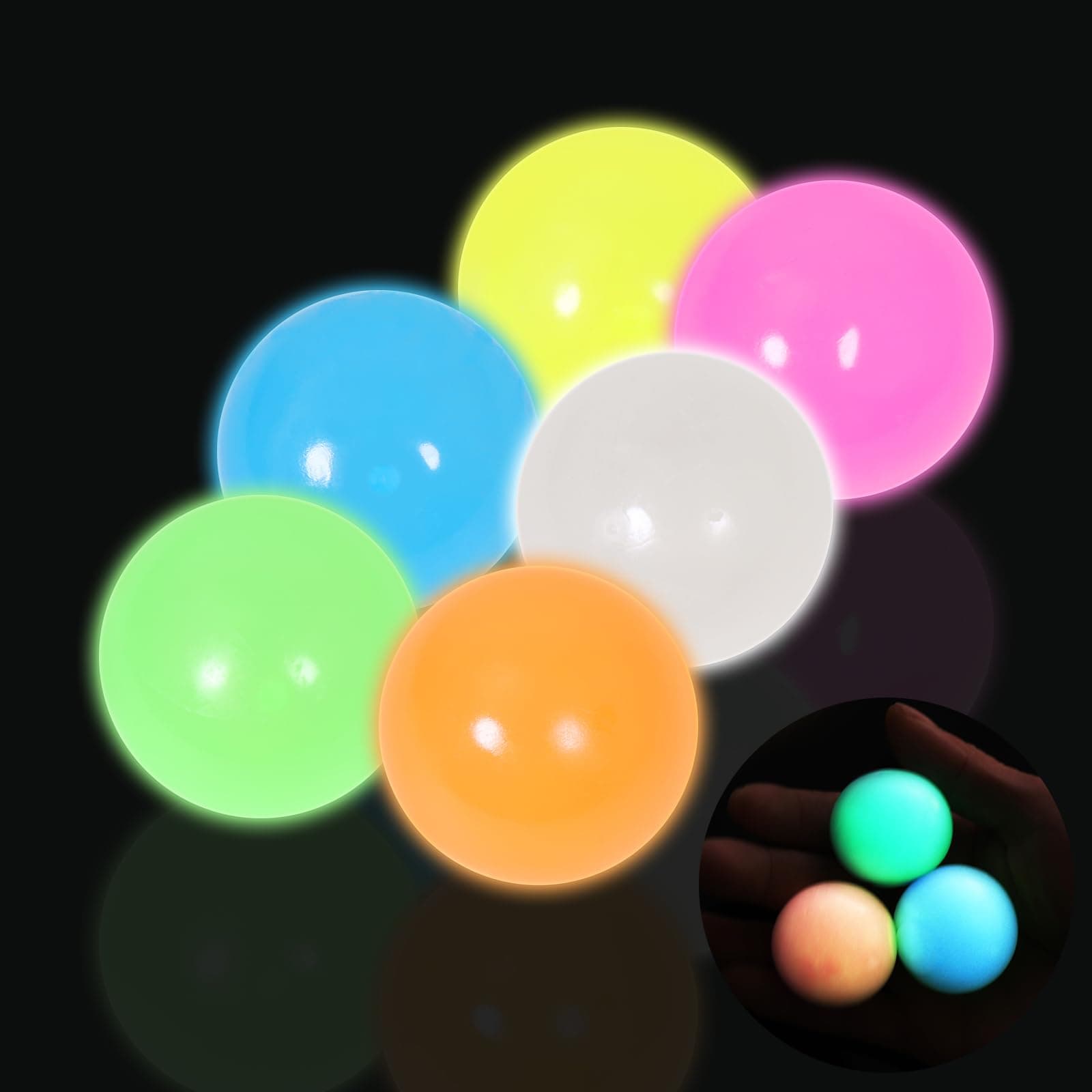 6pack Dream Balls,Glow in The Dark Sticky Balls That Stick to The Ceiling,Stress Relievers Stress Balls for Kids and Adults,Elevated Balls,ASMR Cool Stuff for Teens,Lumi Balls,Stocking Stuffers