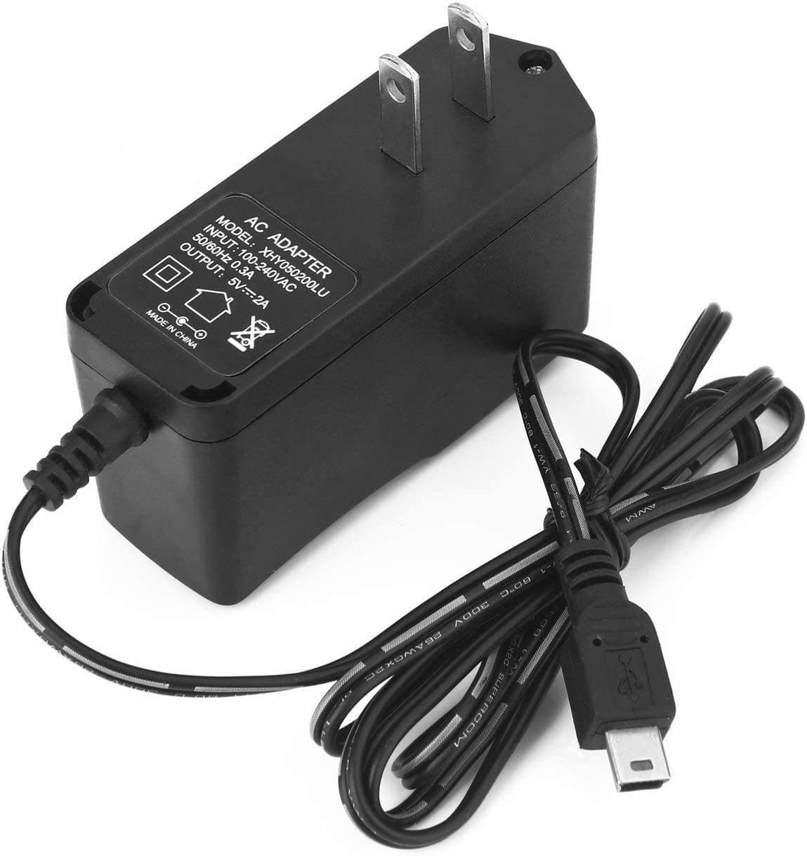 DC 5V Mini USB Cable AC DC Adapter Mini 5 Pin Charger for Portable Hard Disk,MP3,MP4,Camera,Tablet,Card Reader,Hub,DVR(NOT for Cell Phone),Black