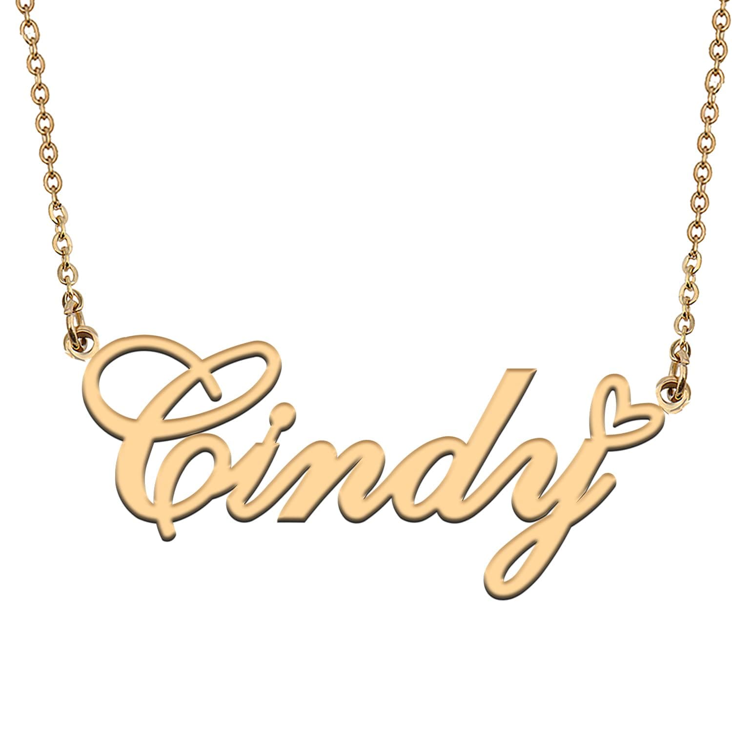 HUAN XUN Custom Personalized Name Necklace for Women 18K Gold Plated Stainless Steel Initial Pendant Jewelry Gift for Mother Day Birthday Christmas, 16"