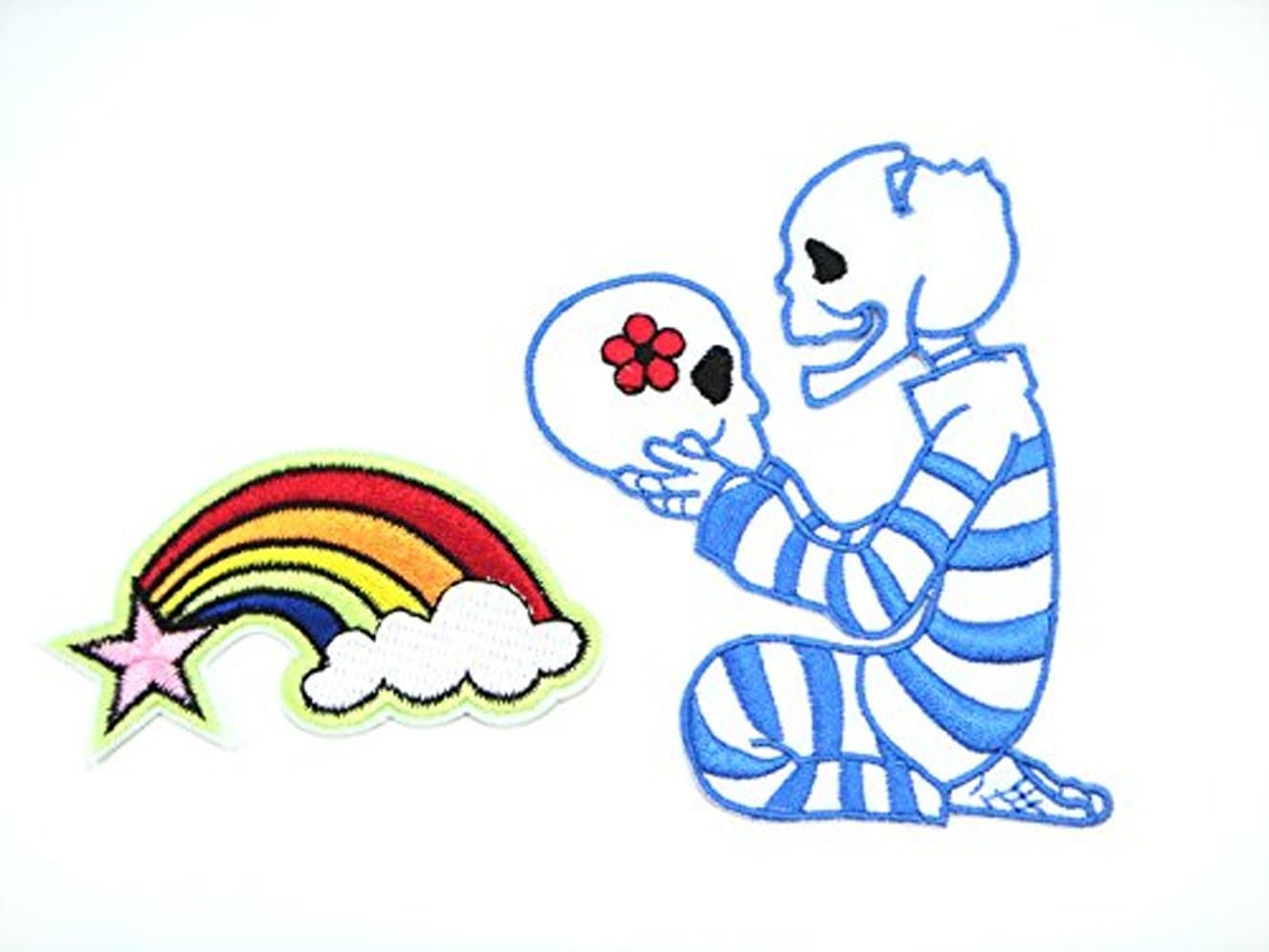 Misfits Skull Lover Soul Mate Skeleton and Rainbow Patch Iron on Applique Patch