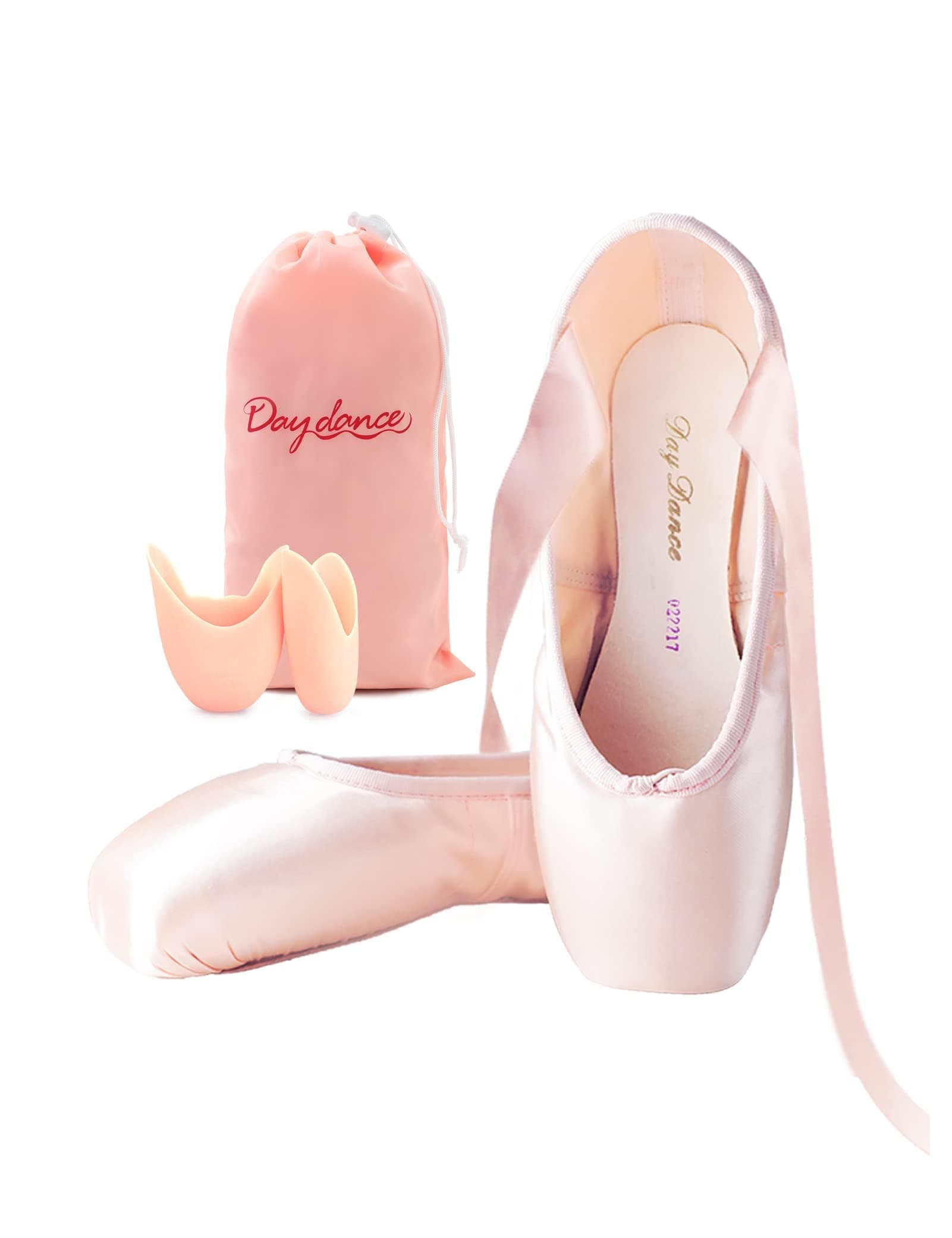 Daydance Ribbon Ballet Flats with Toe Pads for Girls and Women