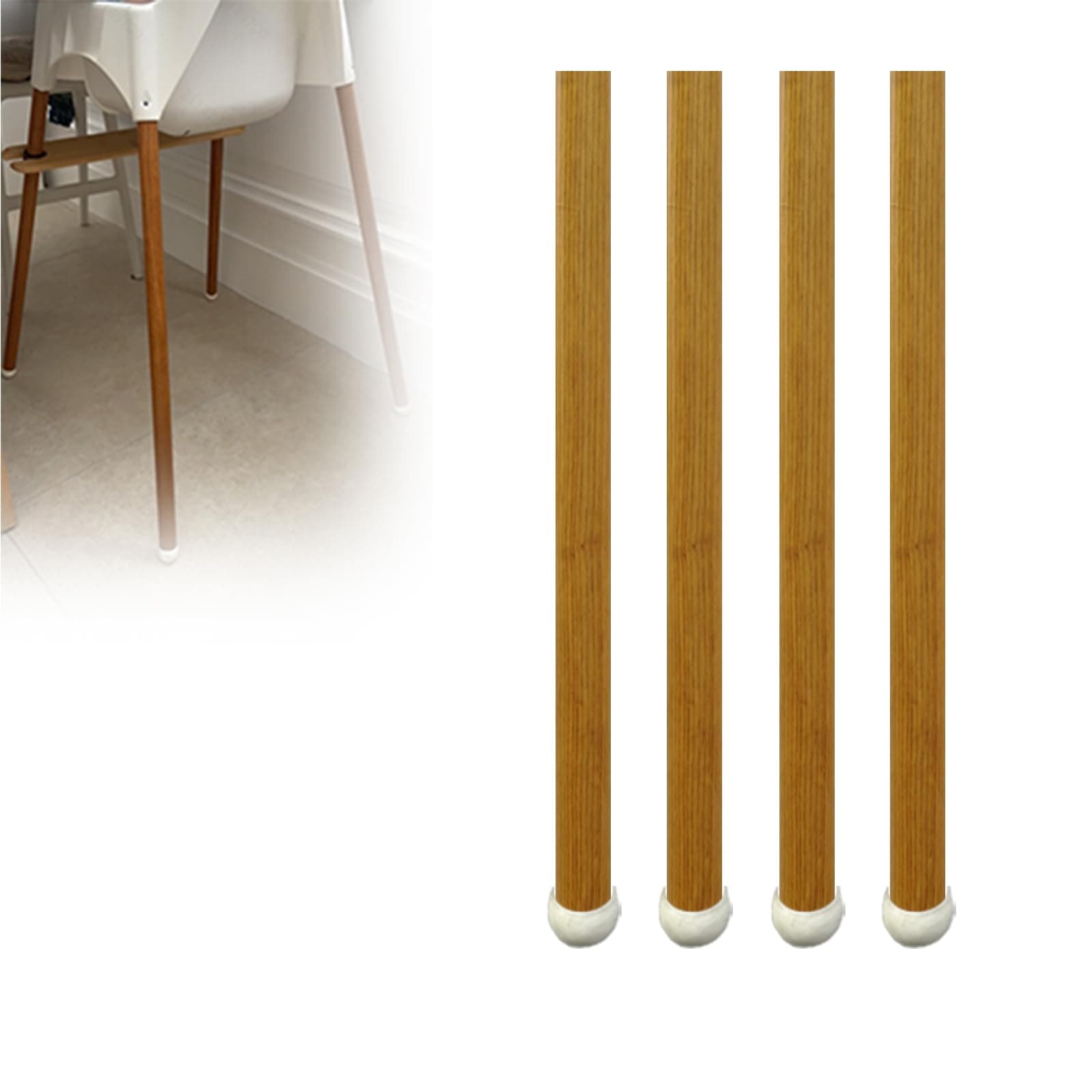 Highchair Decorative Leg Wraps, 4 Pcs Bamboo Style Highchair Adhesive Strips High Chair Accessories High Chair Leg Wraps Sticker, Compatible with IKEA Antilop Highchair (Oak Pattern)