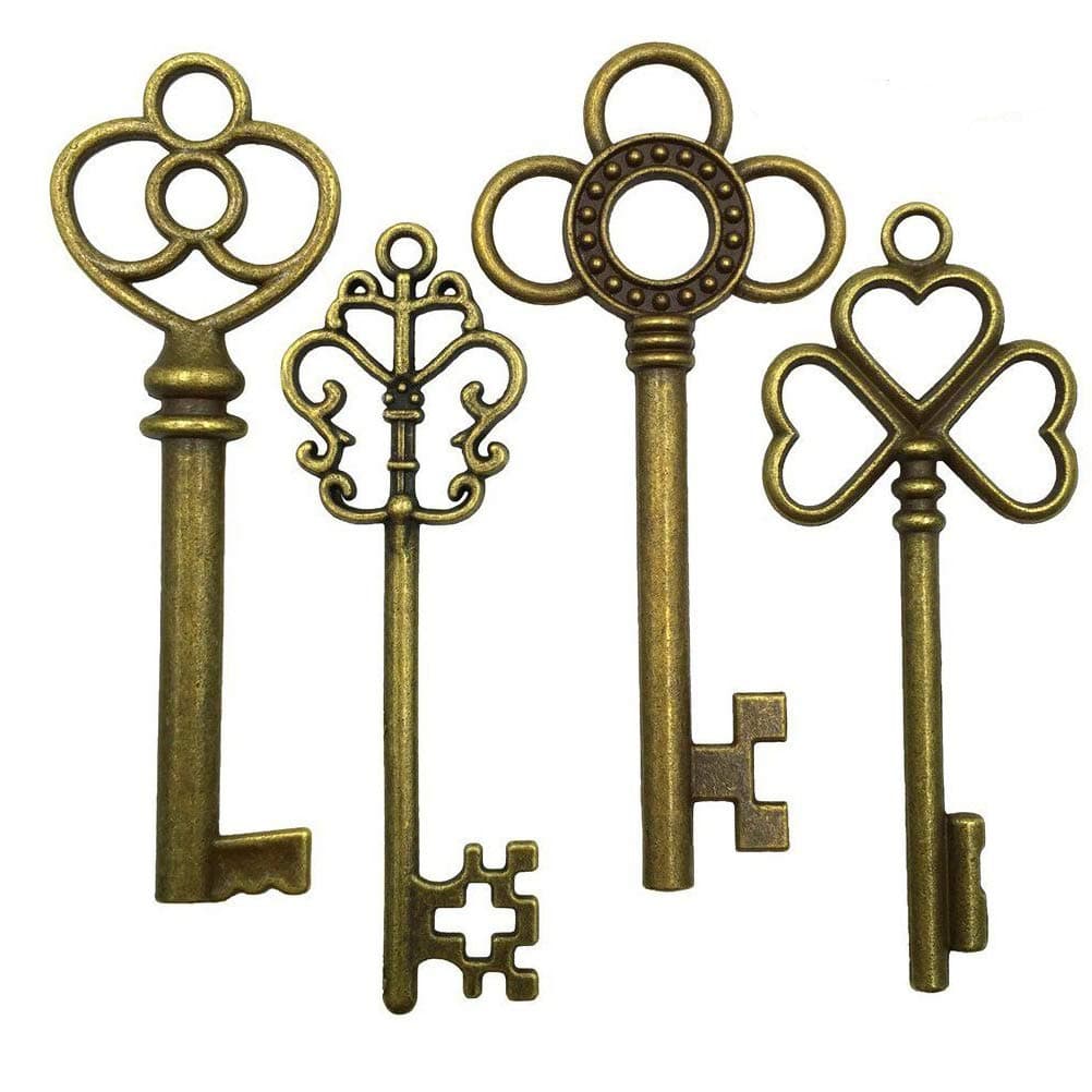 BALABALA 40PCS Antique Vintage Skeleton Key Charm Steampunk for Crafts, Party Favors, Gifts Decoration (4 Different Style x 10)
