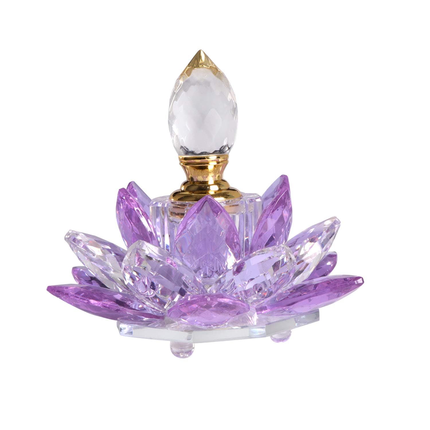 JQJ Crystal Purple Vintage Perfume Bottles Empty Lotus Flower Figurines Glass Gifts for Her Girlfriend Wife