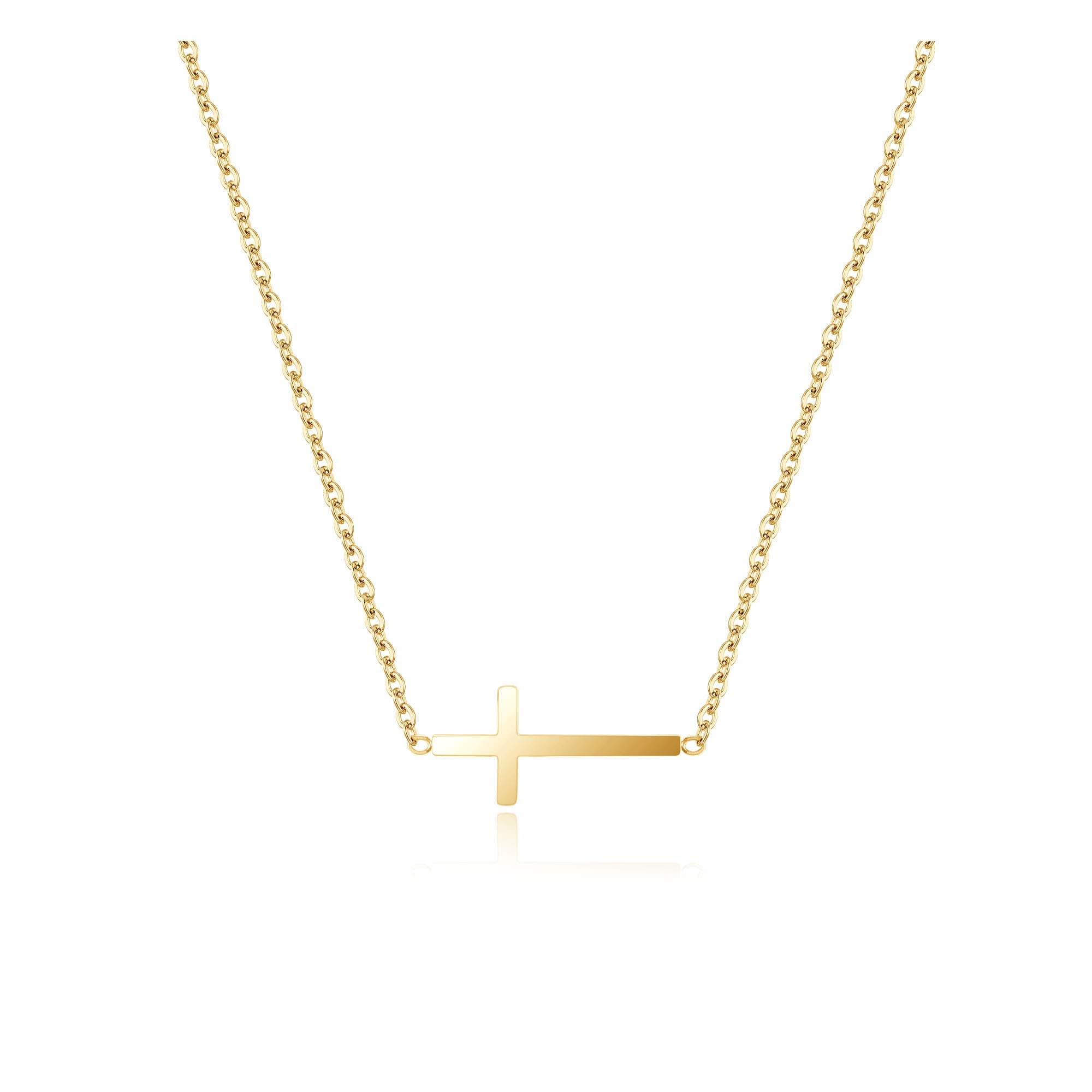 AllerPierceAllerPierce Cross Necklace for Men Women Faith Necklaces Stainless Steel Silver Rose Gold Cross Pendant Necklace Simple Religious Jewelry Gifts, 16-24 Inches Chain