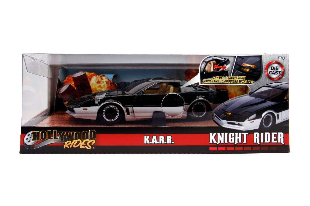 Toys Hollywood Rides Knight Rider K.A.R.1982 Pontiac Firebird 1: 24 Diecast Vehicle with Light Up Feature, Glossy Black/Silver