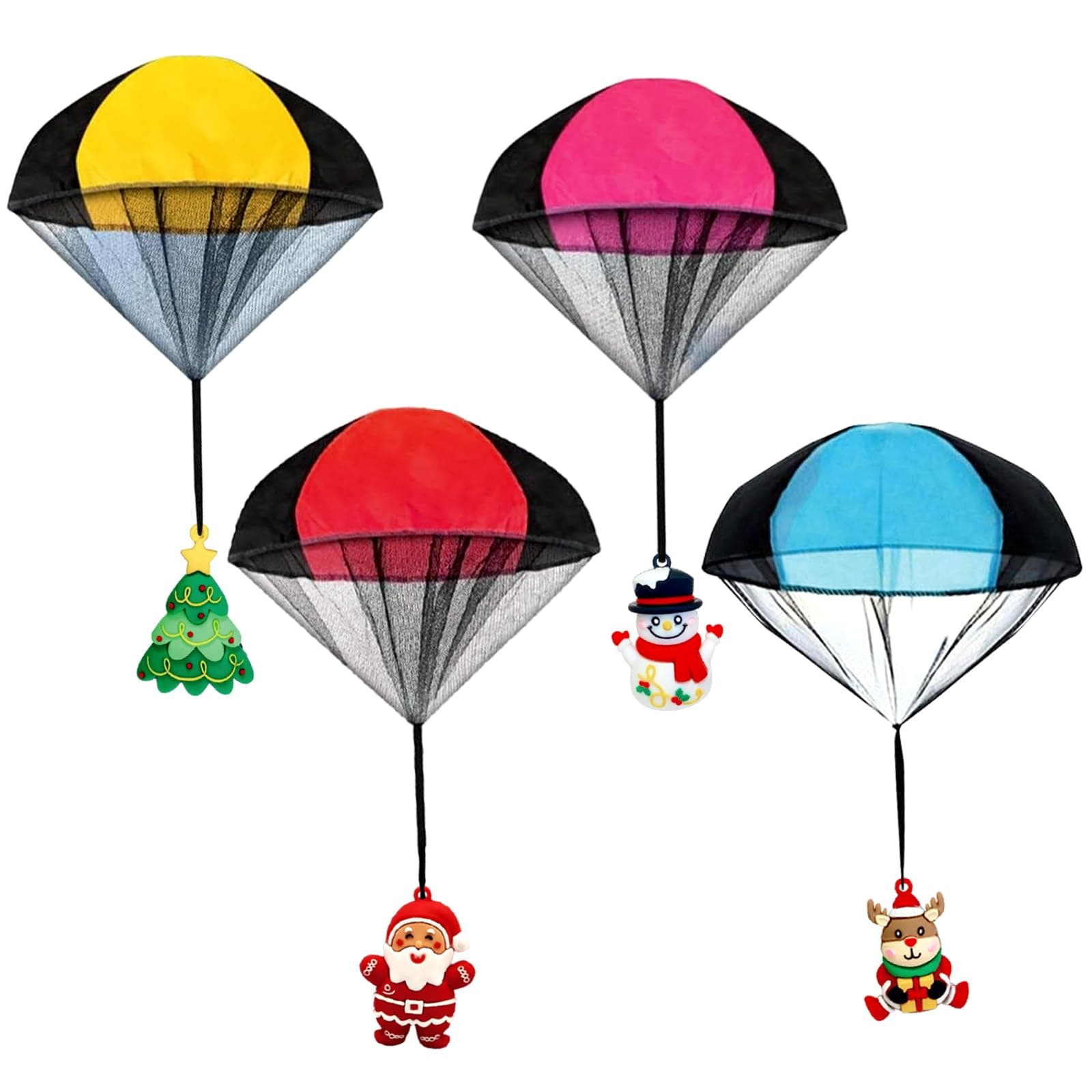 6PCS Christmas Parachute Toy, Outdoor Hand Throw Flying Toys for Kids Boys Girls, Christmas Toys For Christmas Party Favors Stocking Stuffers Goody Bag Filler XMAS Gifts