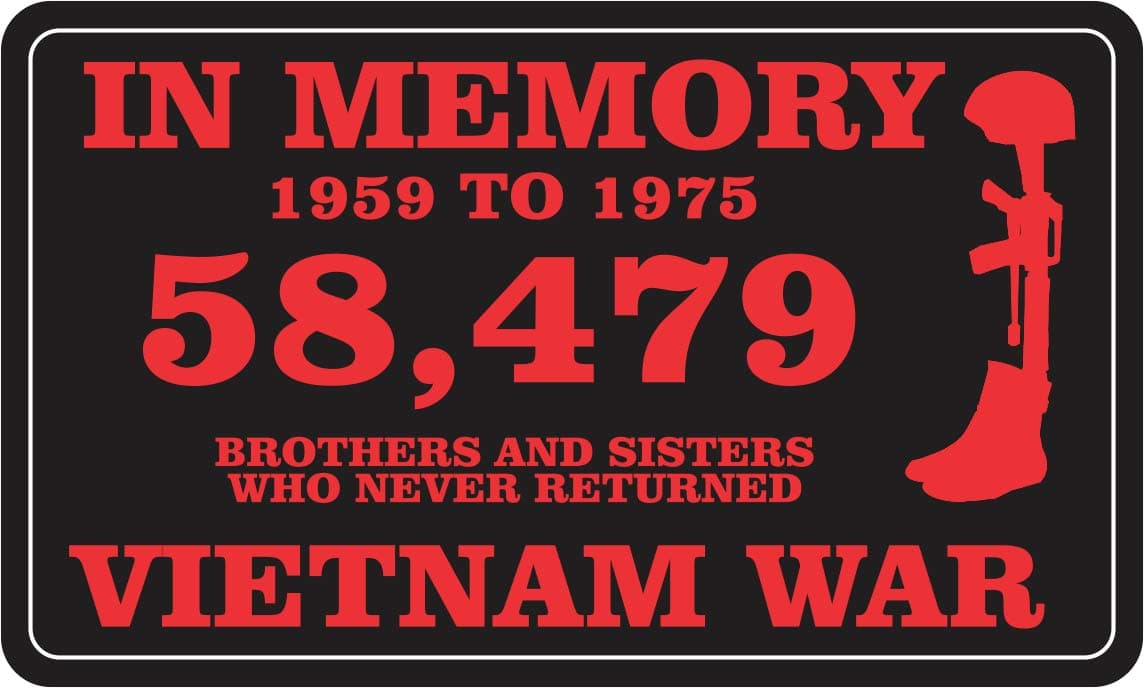 US Army in Memory of 58,479 Vietnam War Window Bumper Sticker Decal 3.8"